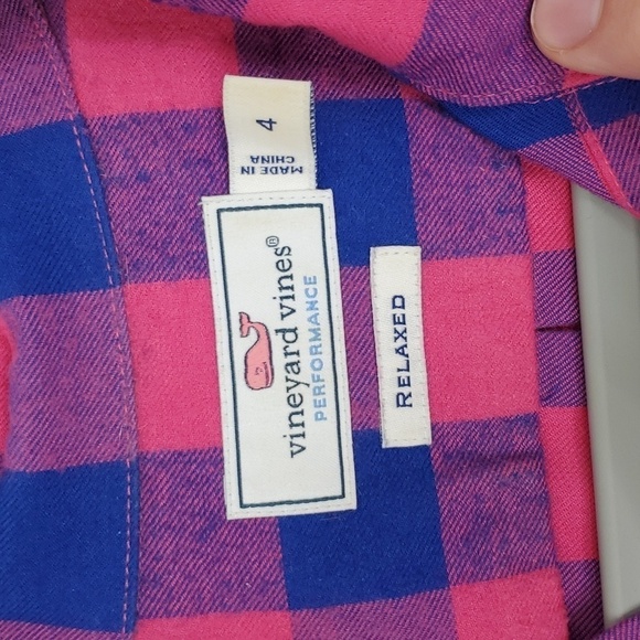 Vineyard Vines Relaxed Carmel Buffalo Check Performance Flannel Womens 4 Cotton - Picture 4 of 10